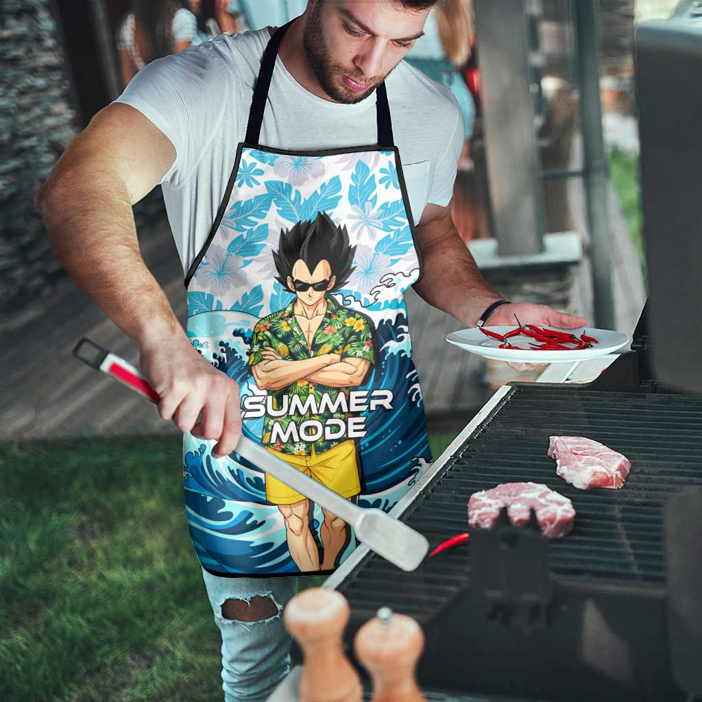 Vegeta Dragon Ball Summer Theme Apron with Hawaiian Shirt Sunglasses Shenron and Ocean Wave Background - The Mazicc