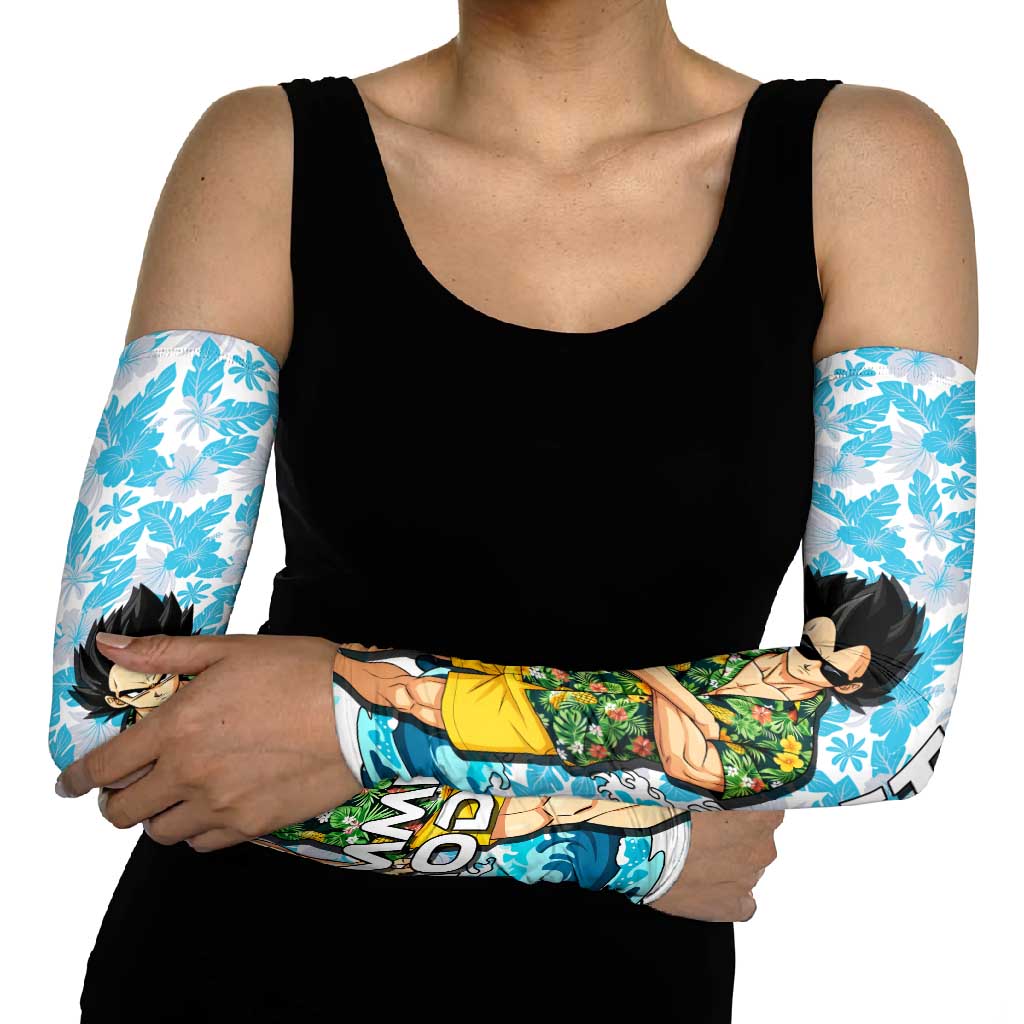 Vegeta Dragon Ball Summer Theme Arm Sleeves with Hawaiian Shirt Sunglasses Shenron and Ocean Wave Background - The Mazicc