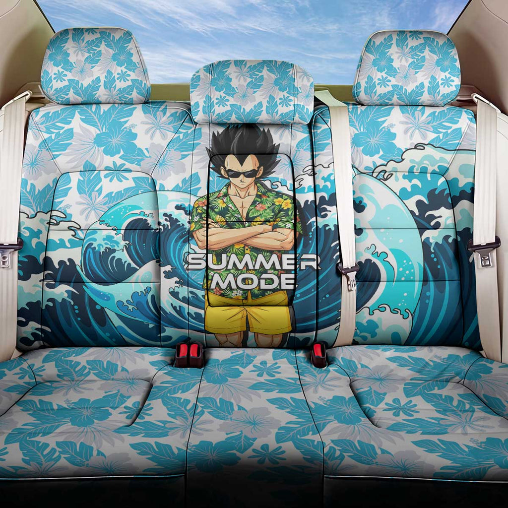 Vegeta Dragon Ball Summer Theme Back Car Seat Cover with Hawaiian Shirt Sunglasses Shenron and Ocean Wave Background - The Mazicc