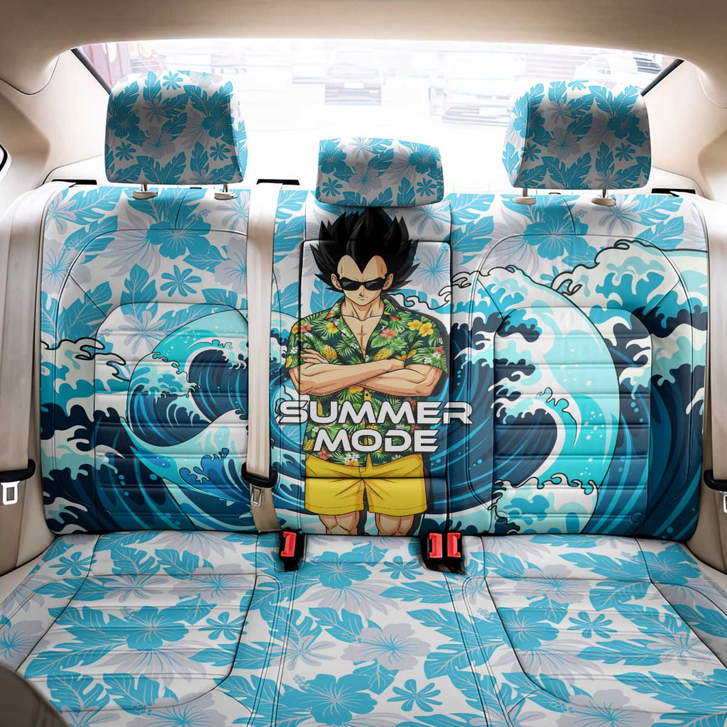 Vegeta Dragon Ball Summer Theme Back Car Seat Cover with Hawaiian Shirt Sunglasses Shenron and Ocean Wave Background - The Mazicc