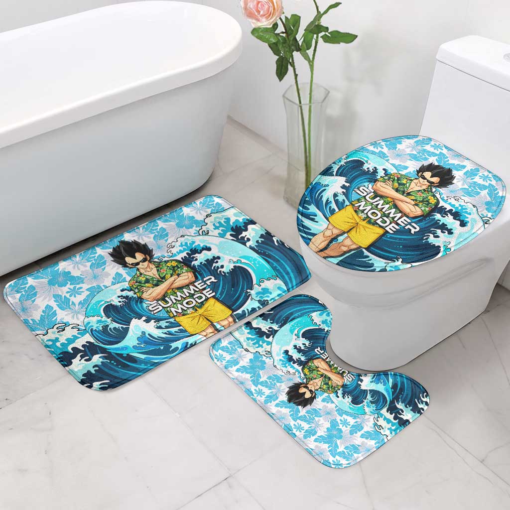 Vegeta Dragon Ball Summer Theme Bathroom Set with Hawaiian Shirt Sunglasses Shenron and Ocean Wave Background - The Mazicc