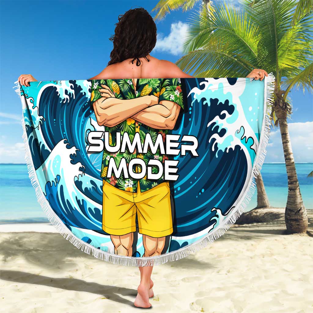 Vegeta Dragon Ball Summer Theme Beach Blanket with Hawaiian Shirt Sunglasses Shenron and Ocean Wave Background - The Mazicc