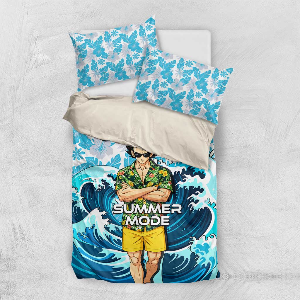 Vegeta Dragon Ball Summer Theme Bedding Set with Hawaiian Shirt Sunglasses Shenron and Ocean Wave Background - The Mazicc
