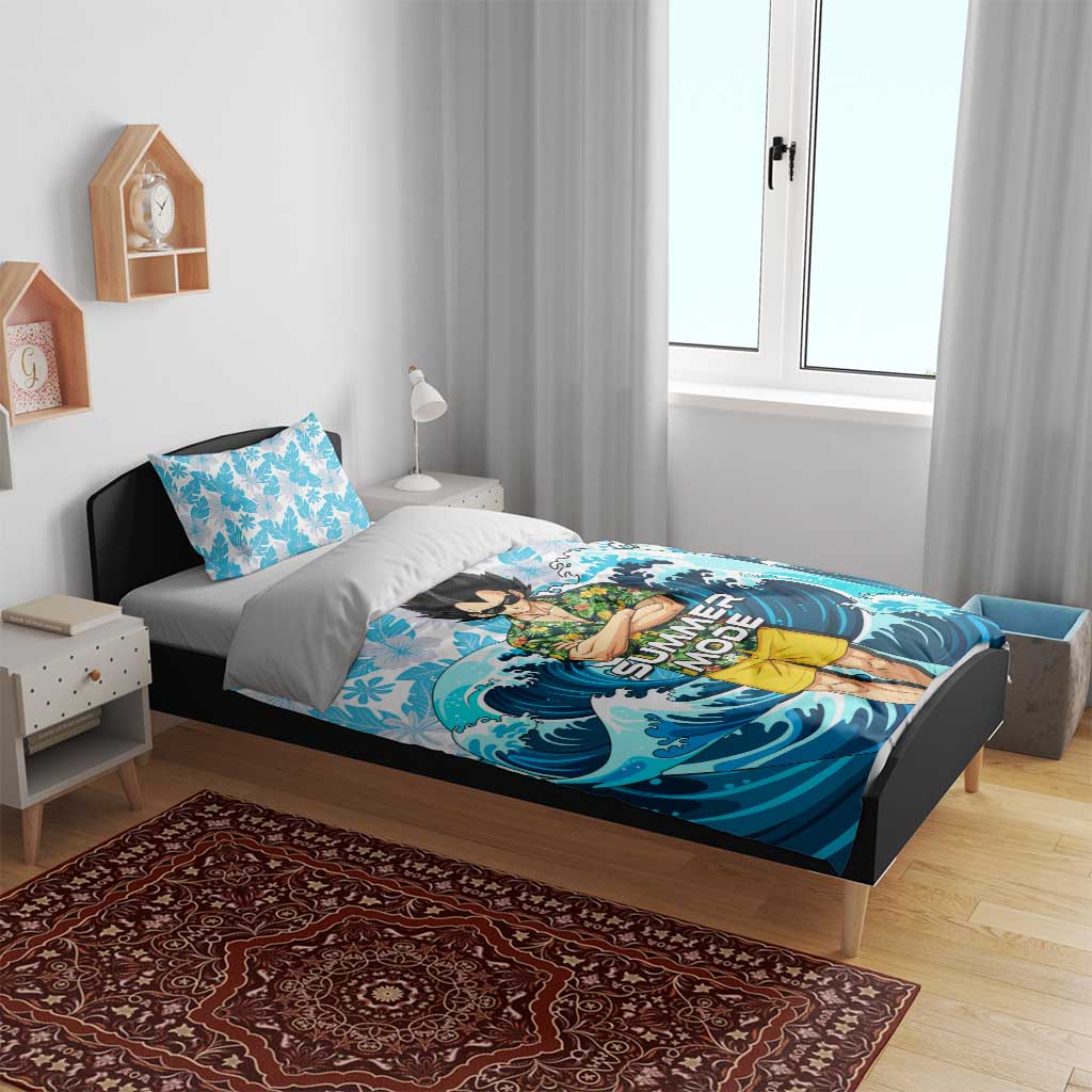 Vegeta Dragon Ball Summer Theme Bedding Set with Hawaiian Shirt Sunglasses Shenron and Ocean Wave Background - The Mazicc