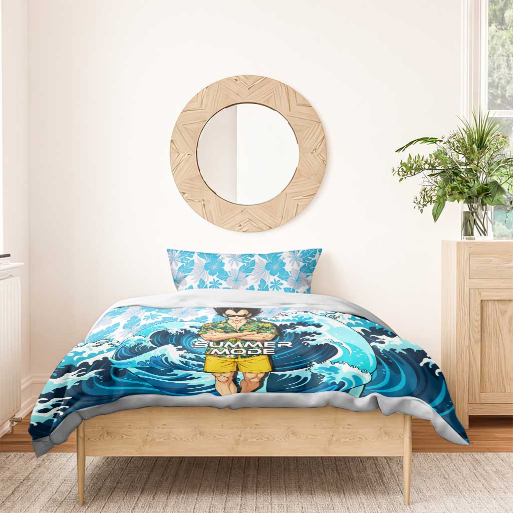 Vegeta Dragon Ball Summer Theme Bedding Set with Hawaiian Shirt Sunglasses Shenron and Ocean Wave Background - The Mazicc