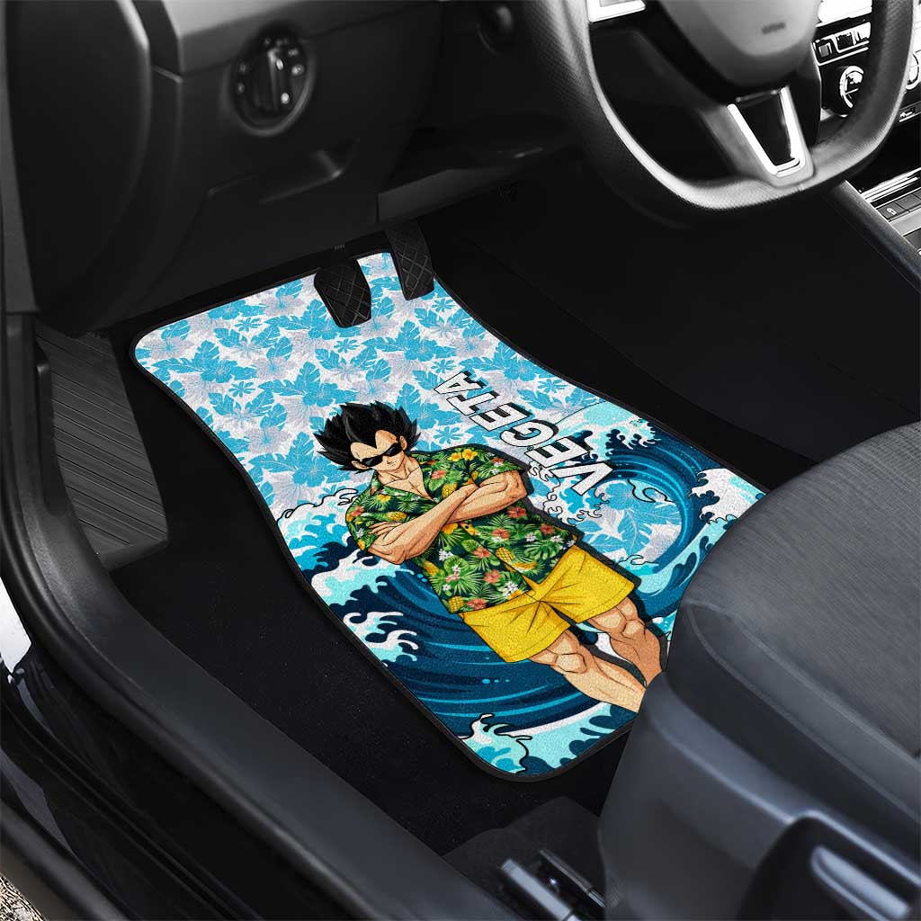 Vegeta Dragon Ball Summer Theme Car Mats with Hawaiian Shirt Sunglasses Shenron and Ocean Wave Background - The Mazicc