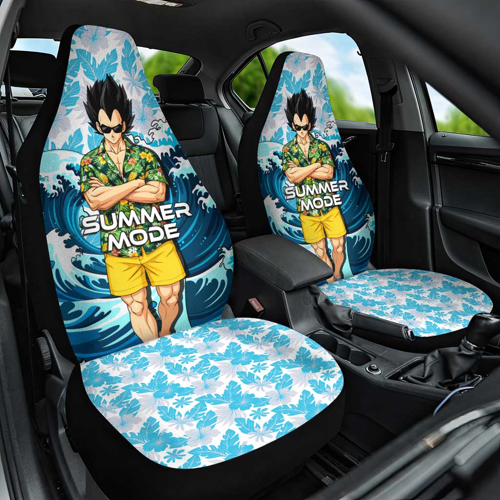 Vegeta Dragon Ball Summer Theme Car Seat Cover with Hawaiian Shirt Sunglasses Shenron and Ocean Wave Background - The Mazicc