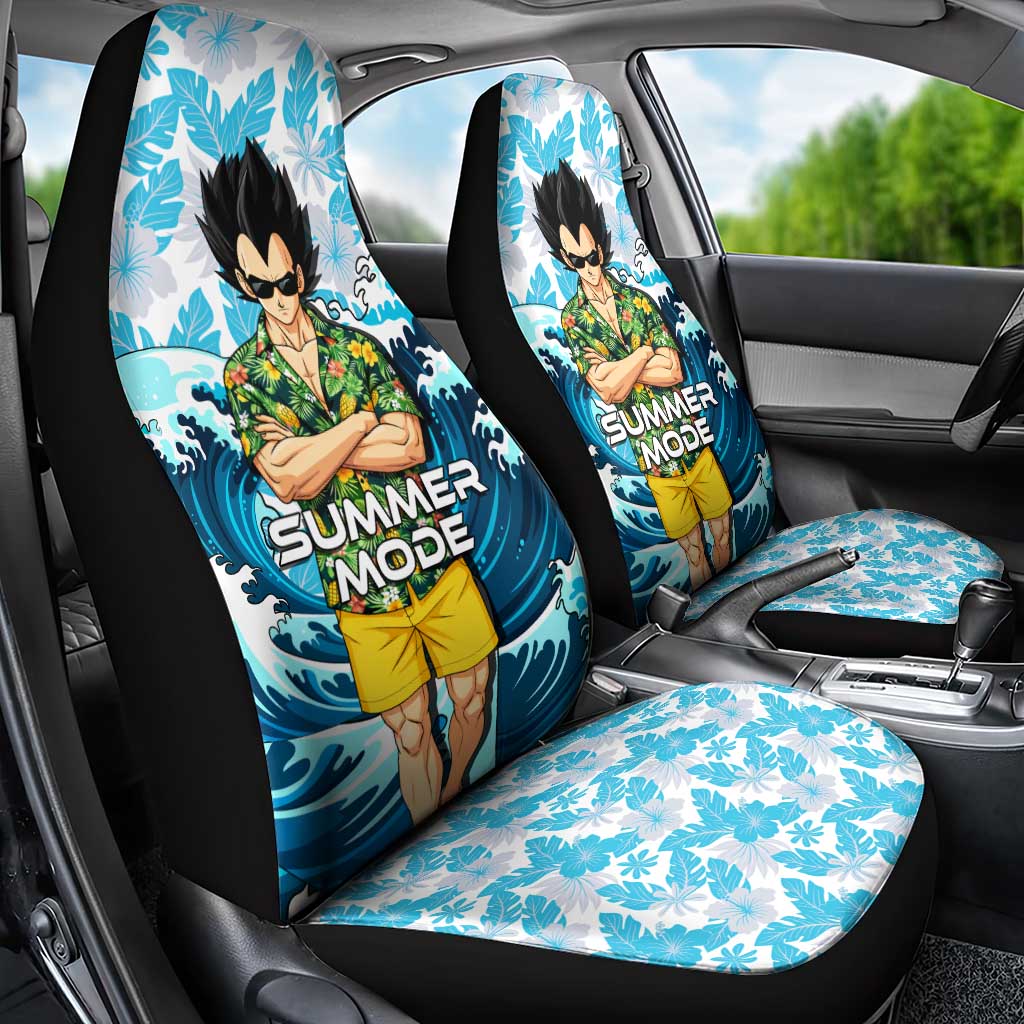 Vegeta Dragon Ball Summer Theme Car Seat Cover with Hawaiian Shirt Sunglasses Shenron and Ocean Wave Background - The Mazicc