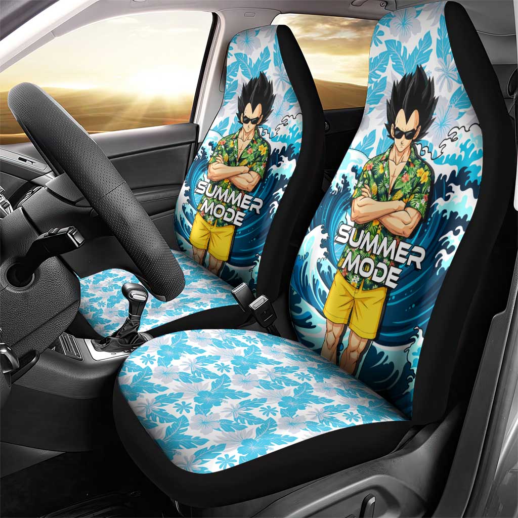 Vegeta Dragon Ball Summer Theme Car Seat Cover with Hawaiian Shirt Sunglasses Shenron and Ocean Wave Background - The Mazicc