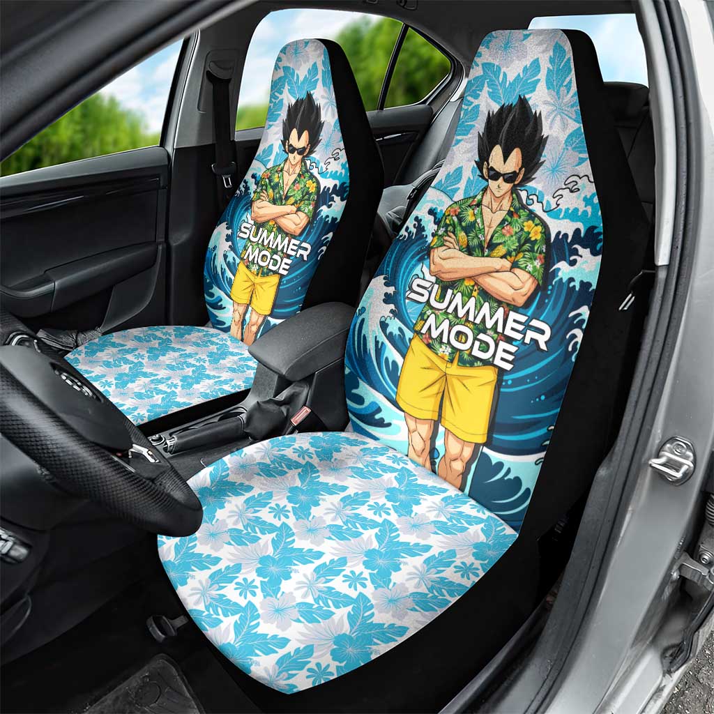 Vegeta Dragon Ball Summer Theme Car Seat Cover with Hawaiian Shirt Sunglasses Shenron and Ocean Wave Background - The Mazicc