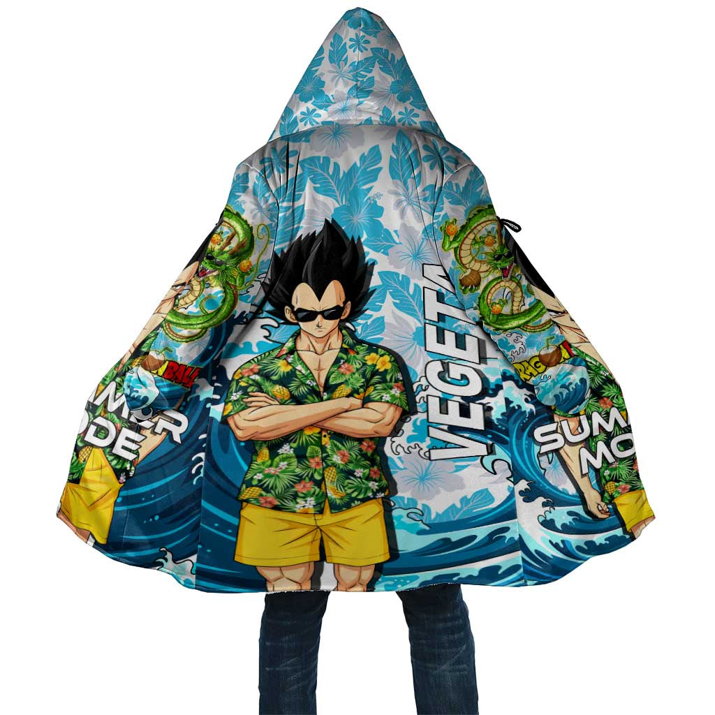 Vegeta Dragon Ball Summer Theme Cloak with Hawaiian Shirt Sunglasses Shenron and Ocean Wave Background - The Mazicc