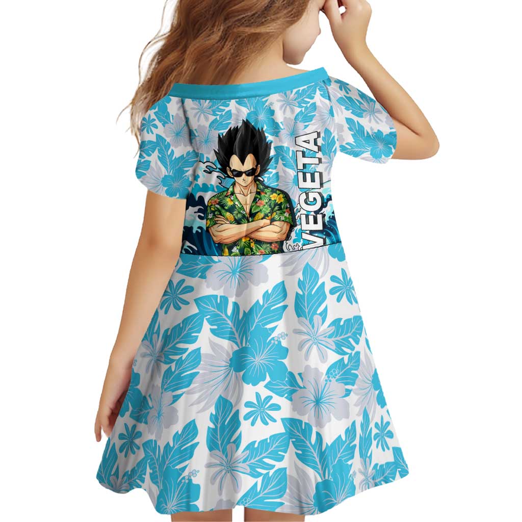 Vegeta Dragon Ball Summer Theme Family Matching Long Sleeve Bodycon Dress and Hawaiian Shirt with Hawaiian Shirt Sunglasses Shenron and Ocean Wave Background