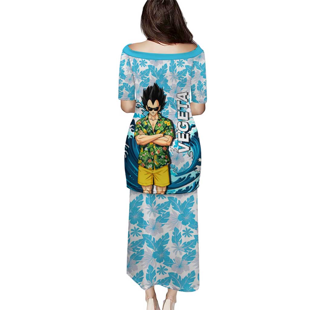 Vegeta Dragon Ball Summer Theme Family Matching Puletasi and Hawaiian Shirt with Hawaiian Shirt Sunglasses Shenron and Ocean Wave Background