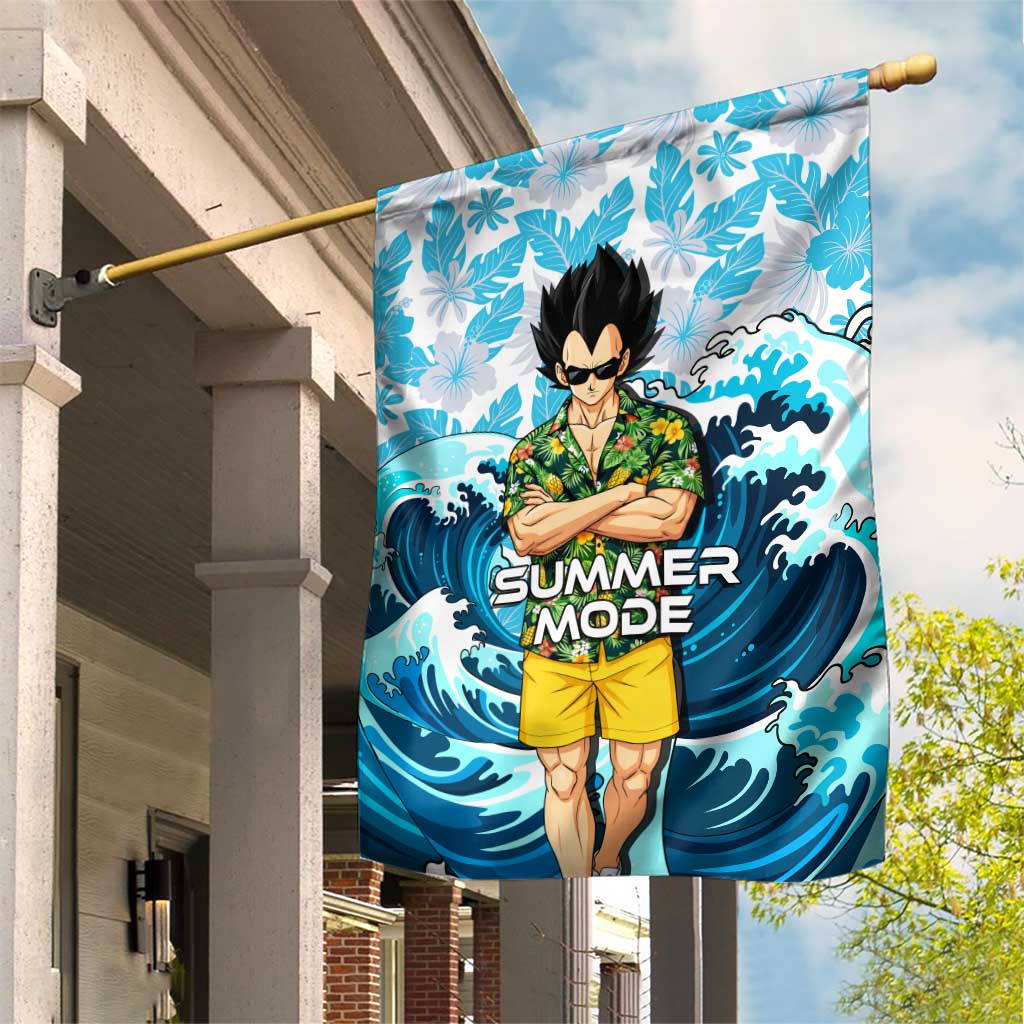 Vegeta Dragon Ball Summer Theme Garden Flag with Hawaiian Shirt Sunglasses Shenron and Ocean Wave Background - The Mazicc