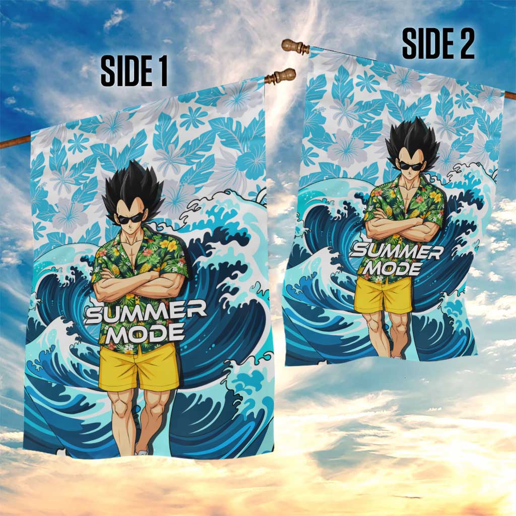 Vegeta Dragon Ball Summer Theme Garden Flag with Hawaiian Shirt Sunglasses Shenron and Ocean Wave Background - The Mazicc
