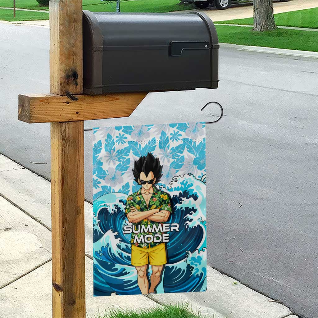 Vegeta Dragon Ball Summer Theme Garden Flag with Hawaiian Shirt Sunglasses Shenron and Ocean Wave Background - The Mazicc