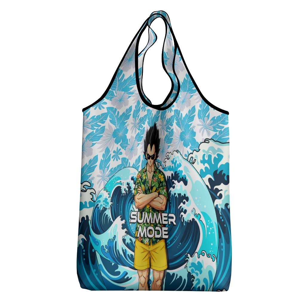 Vegeta Dragon Ball Summer Theme Grocery Bag with Hawaiian Shirt Sunglasses Shenron and Ocean Wave Background - The Mazicc