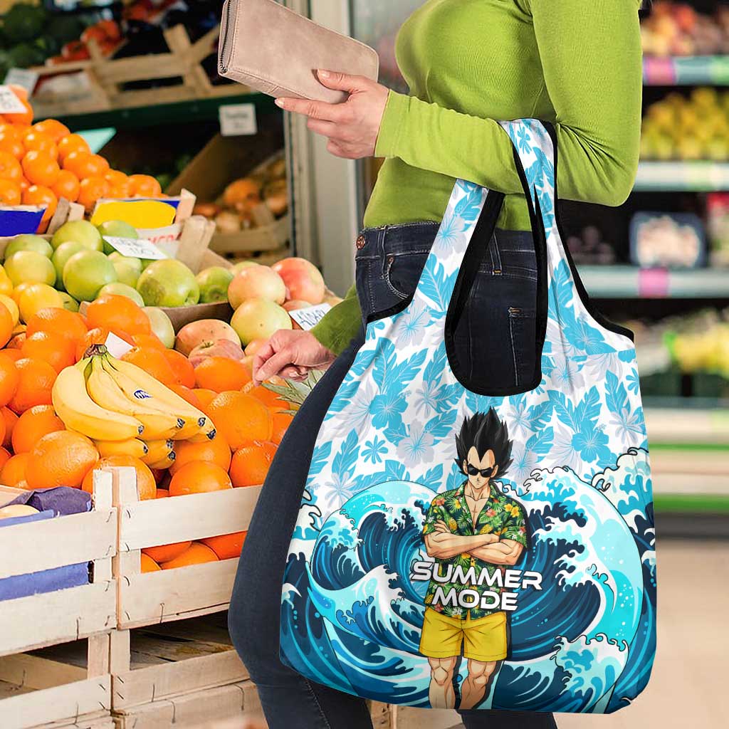 Vegeta Dragon Ball Summer Theme Grocery Bag with Hawaiian Shirt Sunglasses Shenron and Ocean Wave Background - The Mazicc