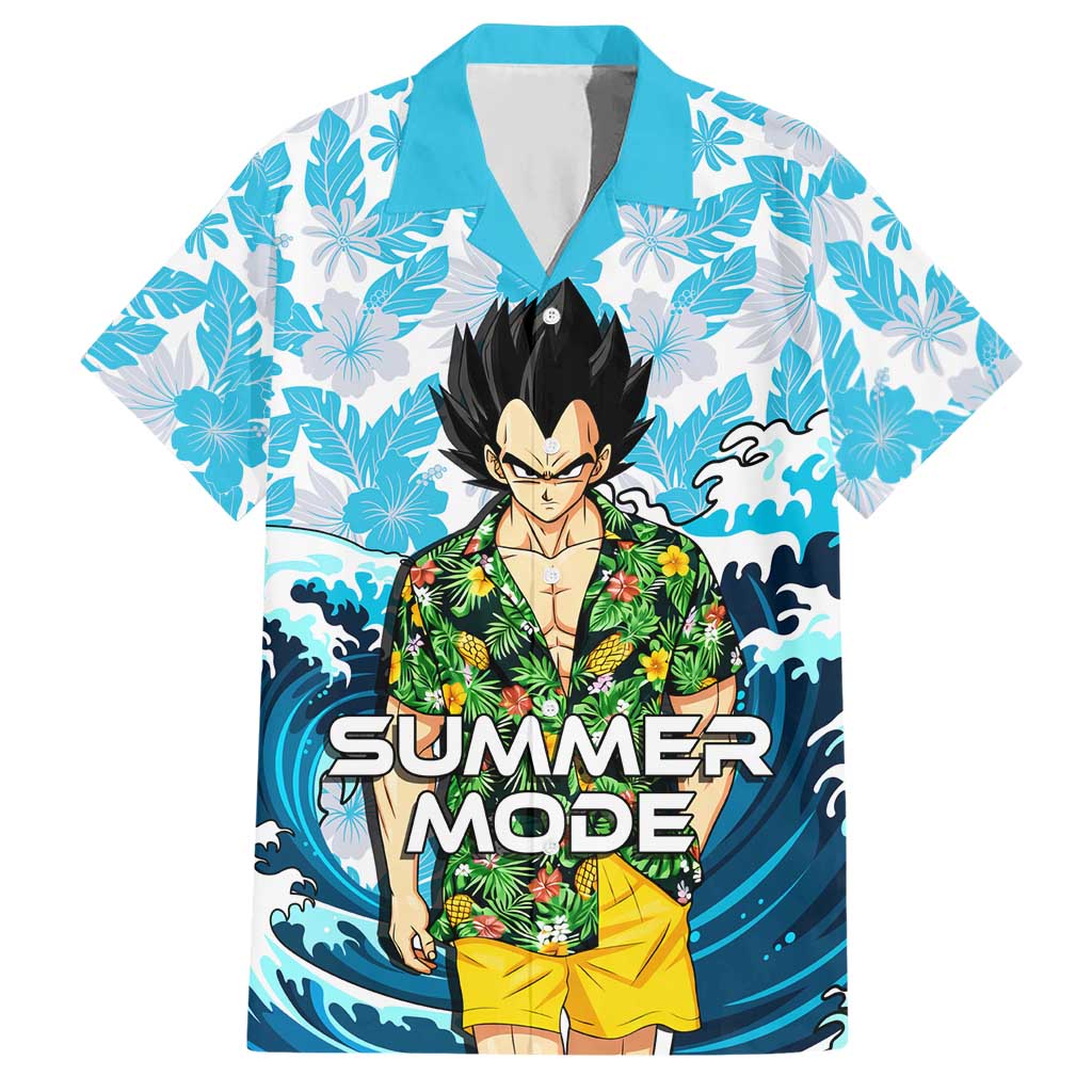 Vegeta Dragon Ball Summer Theme Hawaiian Shirt with Hawaiian Shirt Sunglasses Shenron and Ocean Wave Background - The Mazicc