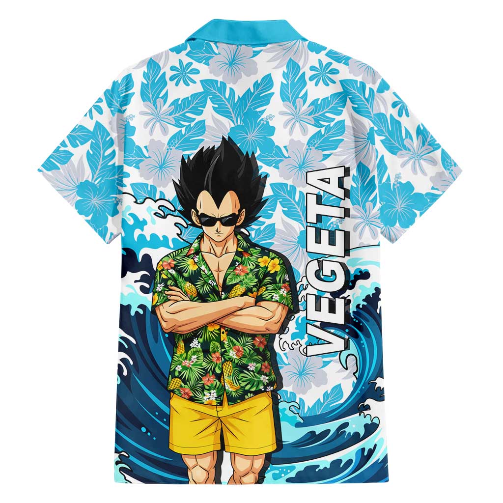 Vegeta Dragon Ball Summer Theme Hawaiian Shirt with Hawaiian Shirt Sunglasses Shenron and Ocean Wave Background - The Mazicc