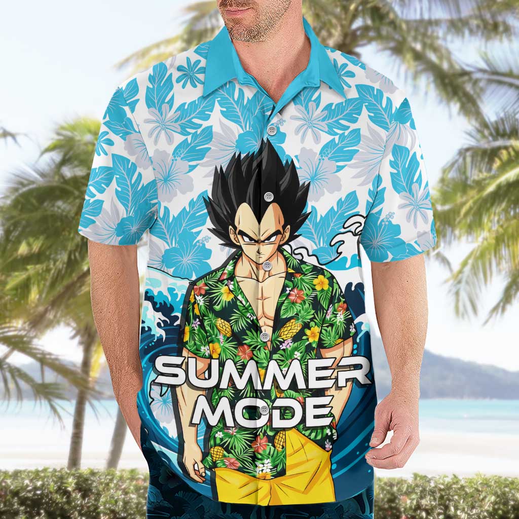 Vegeta Dragon Ball Summer Theme Hawaiian Shirt with Hawaiian Shirt Sunglasses Shenron and Ocean Wave Background - The Mazicc