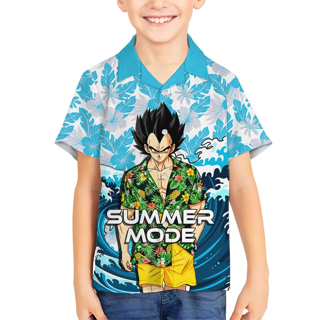 Vegeta Dragon Ball Summer Theme Kid Hawaiian Shirt with Hawaiian Shirt Sunglasses Shenron and Ocean Wave Background - The Mazicc