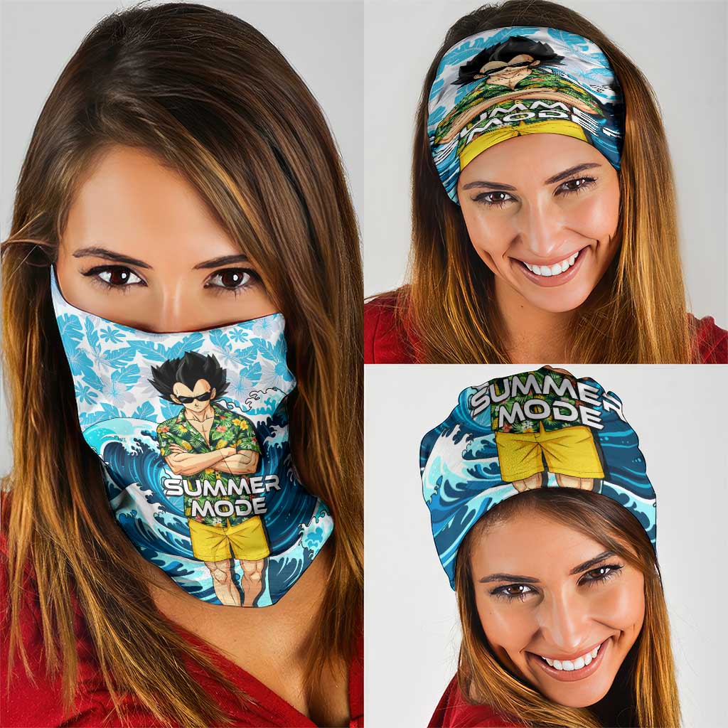 Vegeta Dragon Ball Summer Theme Neck Gaiter with Hawaiian Shirt Sunglasses Shenron and Ocean Wave Background - The Mazicc