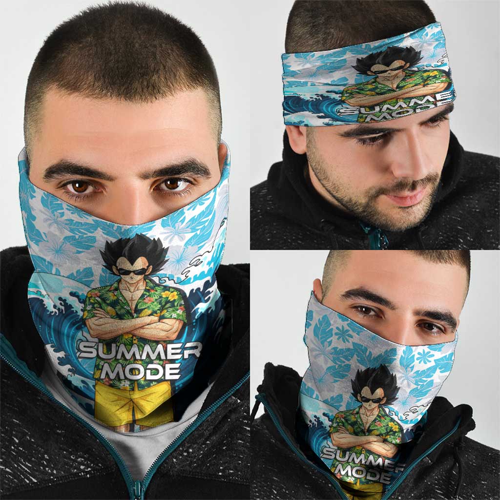 Vegeta Dragon Ball Summer Theme Neck Gaiter with Hawaiian Shirt Sunglasses Shenron and Ocean Wave Background - The Mazicc