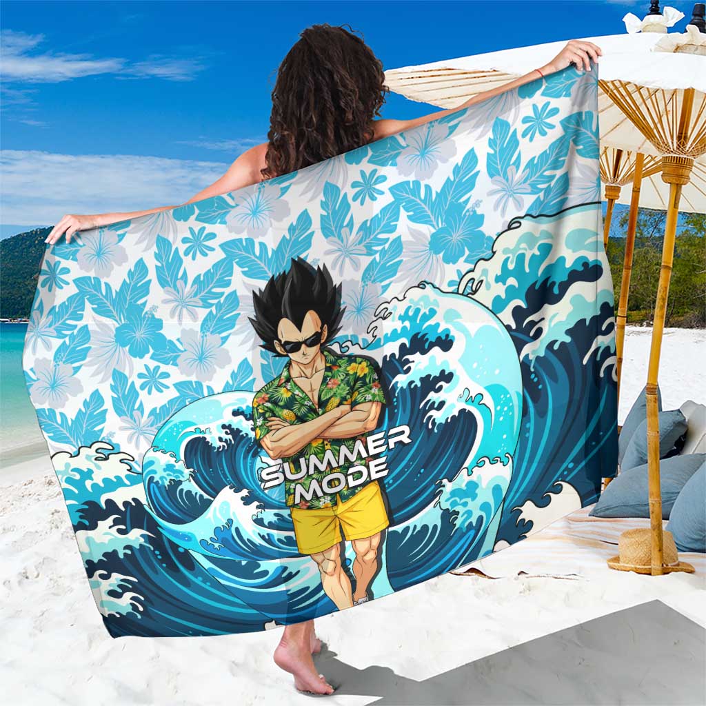 Vegeta Dragon Ball Summer Theme Sarong with Hawaiian Shirt Sunglasses Shenron and Ocean Wave Background - The Mazicc