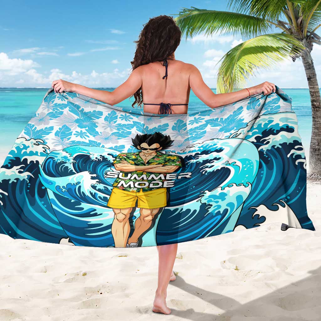 Vegeta Dragon Ball Summer Theme Sarong with Hawaiian Shirt Sunglasses Shenron and Ocean Wave Background - The Mazicc