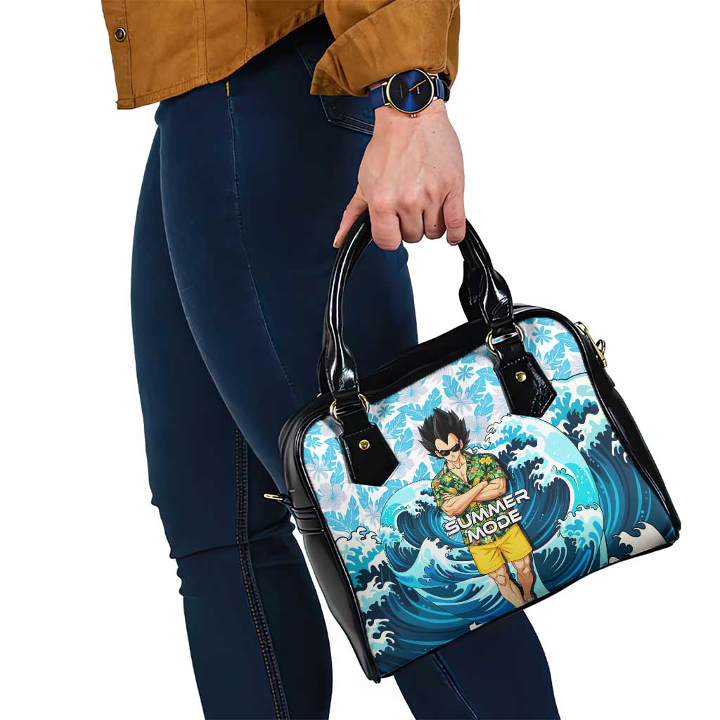 Vegeta Dragon Ball Summer Theme Shoulder Handbag with Hawaiian Shirt Sunglasses Shenron and Ocean Wave Background - The Mazicc