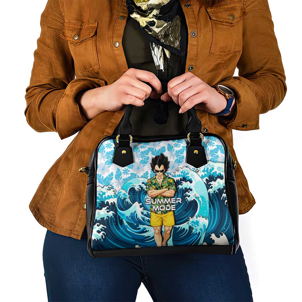 Vegeta Dragon Ball Summer Theme Shoulder Handbag with Hawaiian Shirt Sunglasses Shenron and Ocean Wave Background - The Mazicc