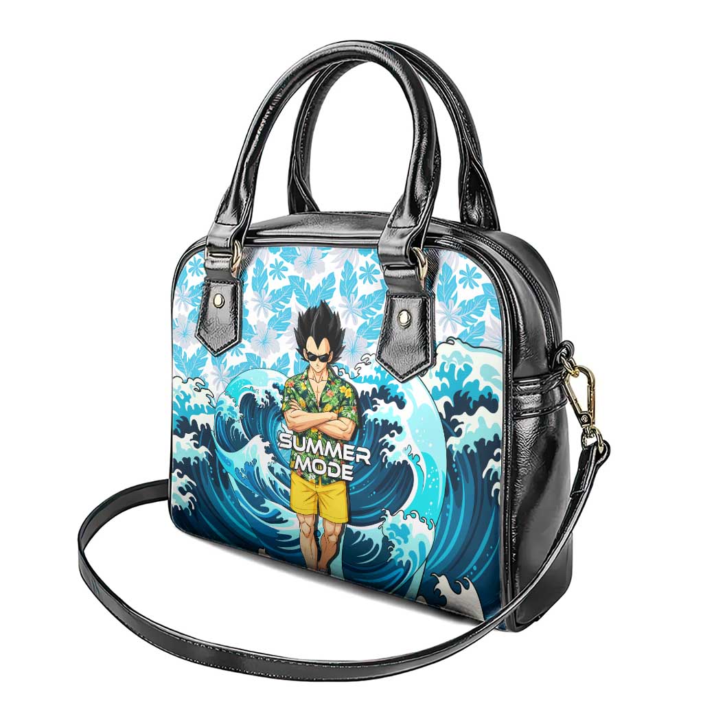 Vegeta Dragon Ball Summer Theme Shoulder Handbag with Hawaiian Shirt Sunglasses Shenron and Ocean Wave Background - The Mazicc