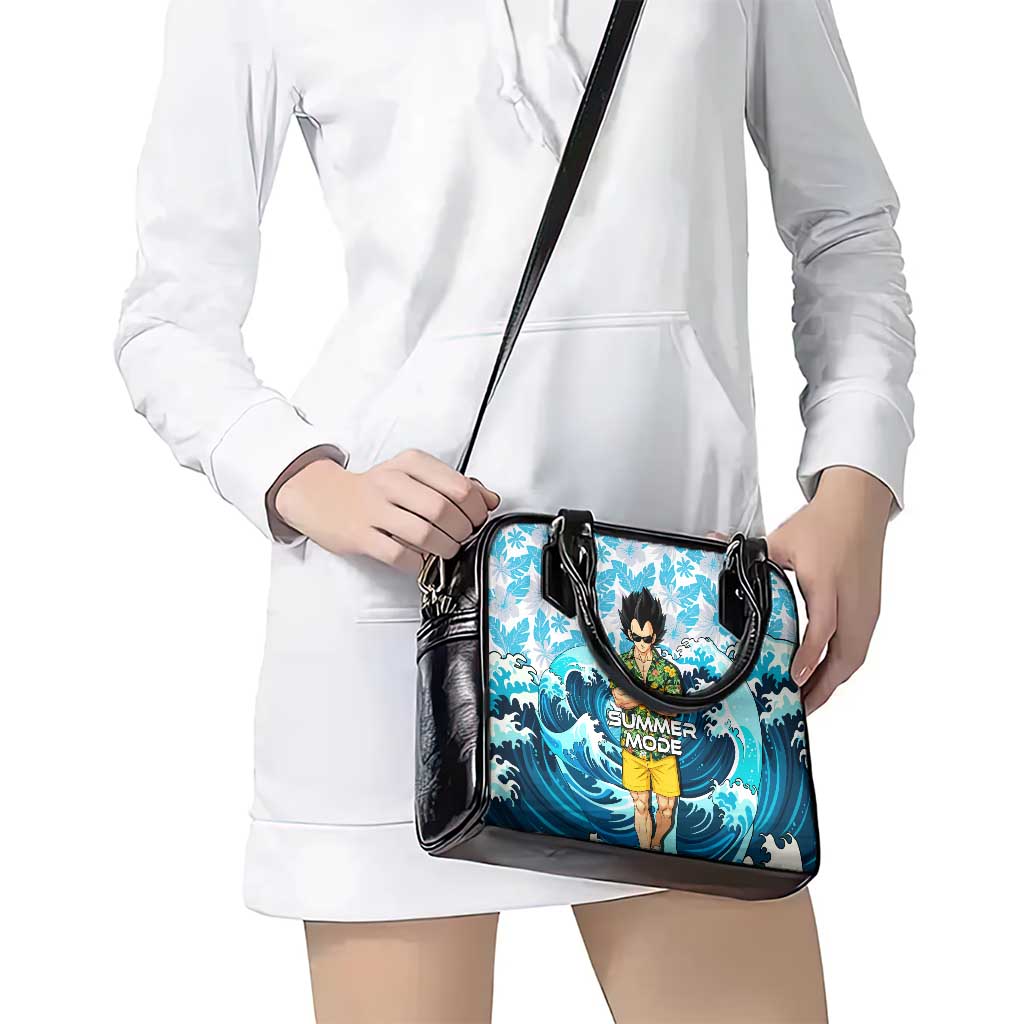 Vegeta Dragon Ball Summer Theme Shoulder Handbag with Hawaiian Shirt Sunglasses Shenron and Ocean Wave Background - The Mazicc