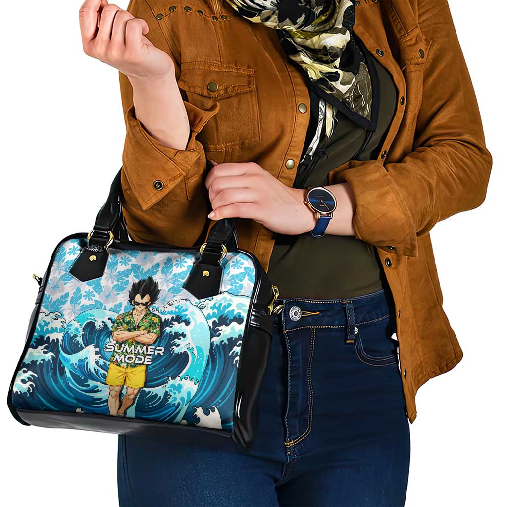 Vegeta Dragon Ball Summer Theme Shoulder Handbag with Hawaiian Shirt Sunglasses Shenron and Ocean Wave Background - The Mazicc