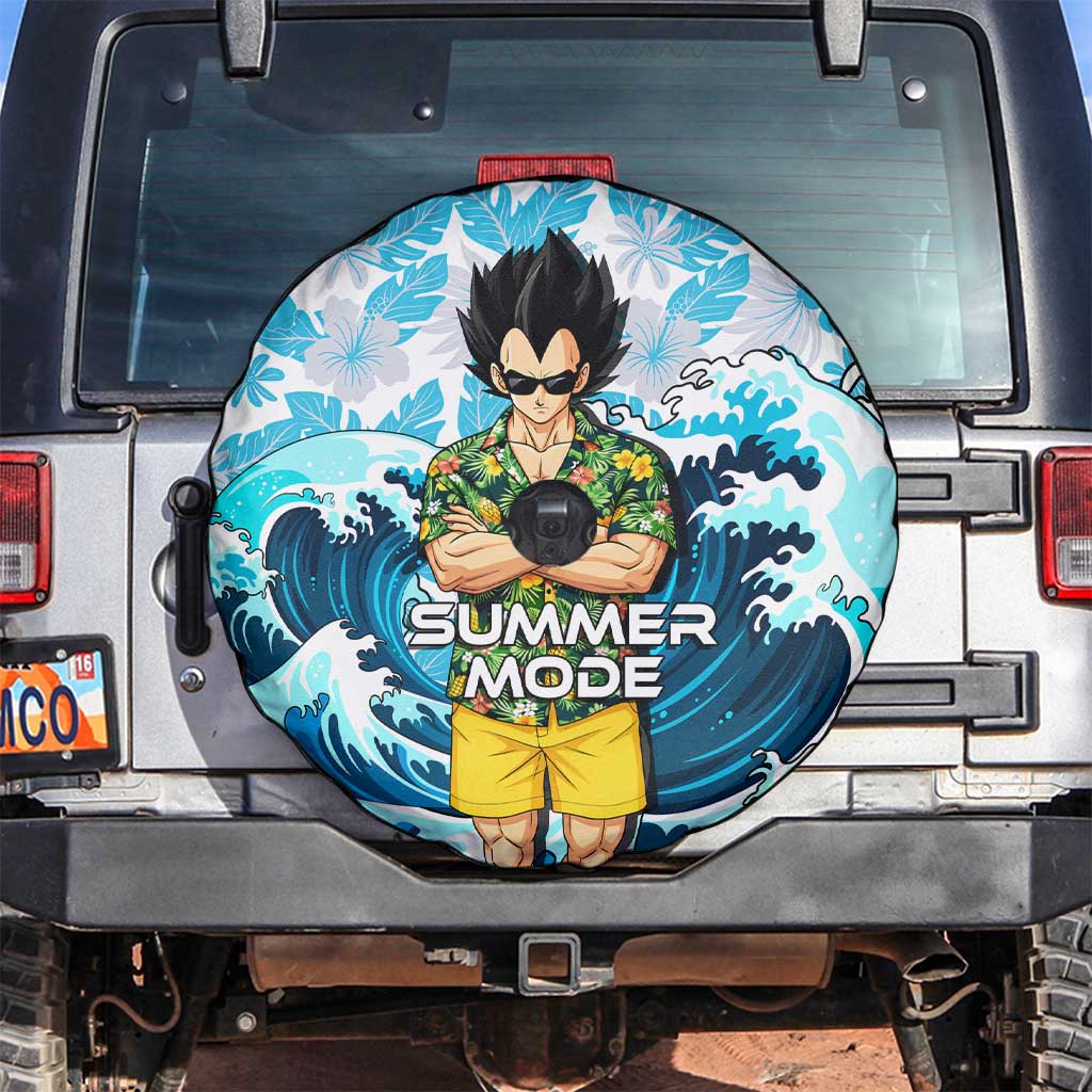 Vegeta Dragon Ball Summer Theme Spare Tire Cover with Hawaiian Shirt Sunglasses Shenron and Ocean Wave Background - The Mazicc