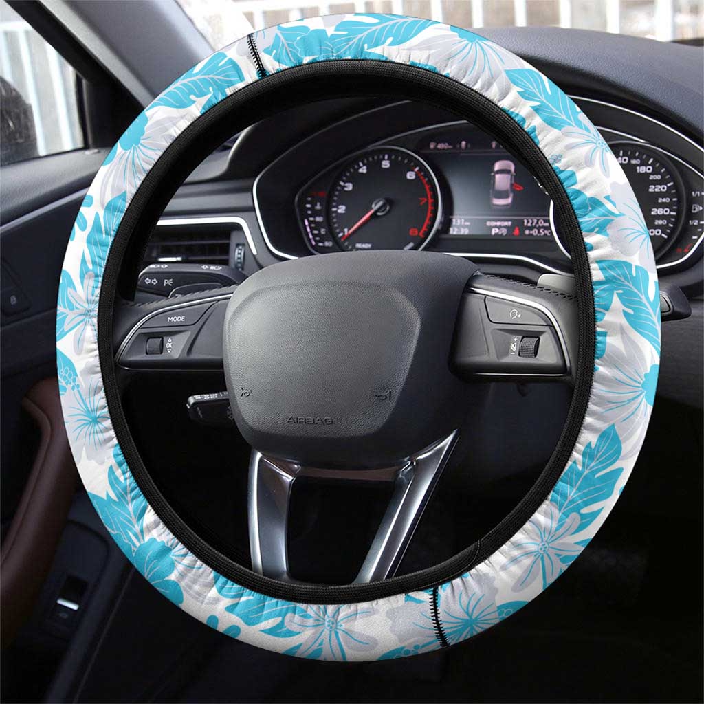 Vegeta Dragon Ball Summer Theme Steering Wheel Cover with Hawaiian Shirt Sunglasses Shenron and Ocean Wave Background - The Mazicc