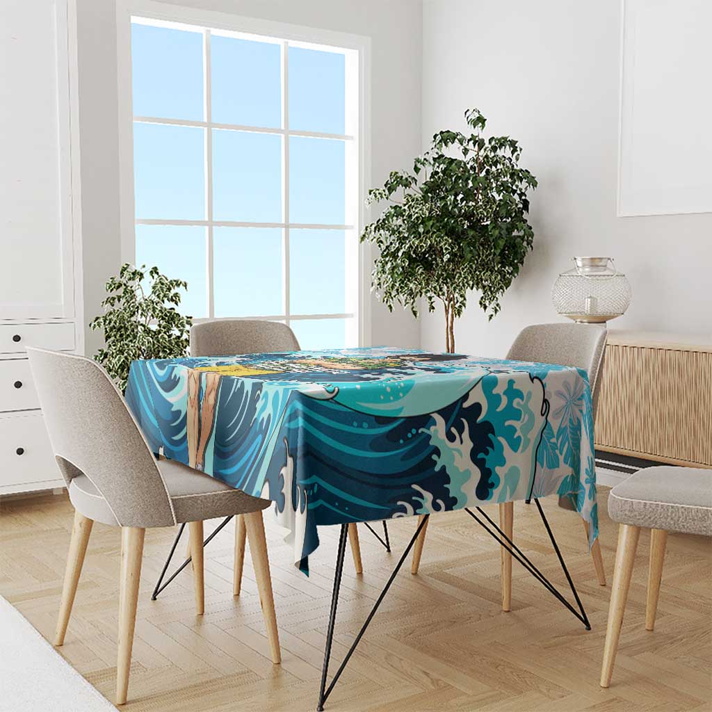 Vegeta Dragon Ball Summer Theme Tablecloth with Hawaiian Shirt Sunglasses Shenron and Ocean Wave Background - The Mazicc