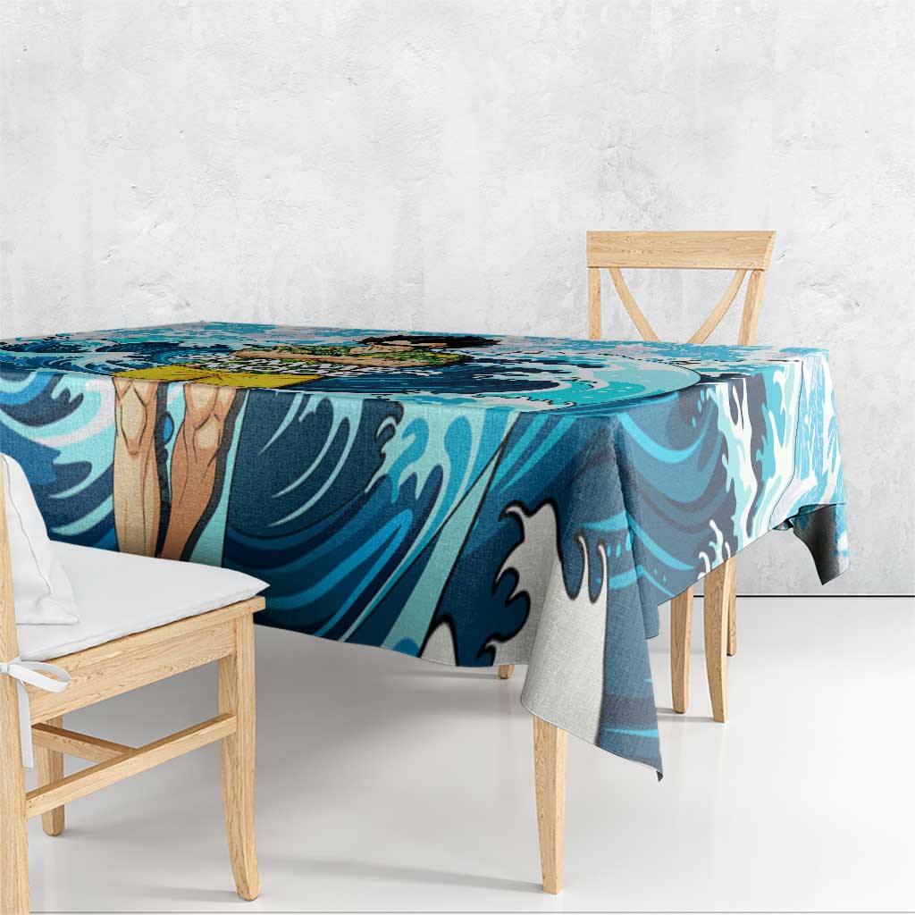 Vegeta Dragon Ball Summer Theme Tablecloth with Hawaiian Shirt Sunglasses Shenron and Ocean Wave Background - The Mazicc
