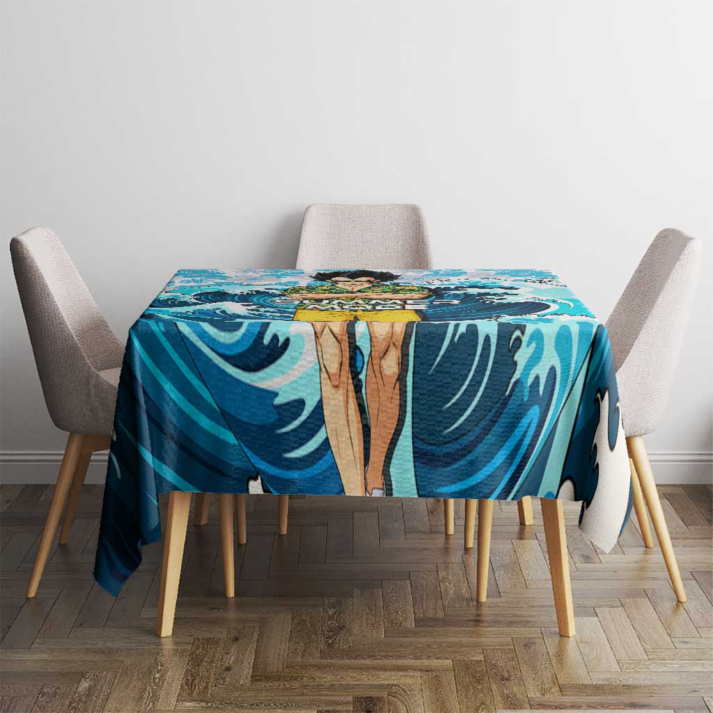 Vegeta Dragon Ball Summer Theme Tablecloth with Hawaiian Shirt Sunglasses Shenron and Ocean Wave Background - The Mazicc