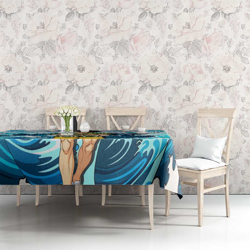 Vegeta Dragon Ball Summer Theme Tablecloth with Hawaiian Shirt Sunglasses Shenron and Ocean Wave Background - The Mazicc