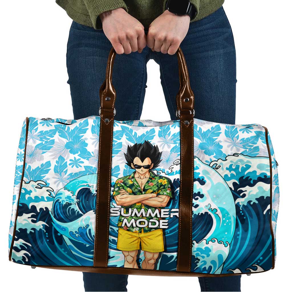 Vegeta Dragon Ball Summer Theme Travel Bag with Hawaiian Shirt Sunglasses Shenron and Ocean Wave Background - The Mazicc