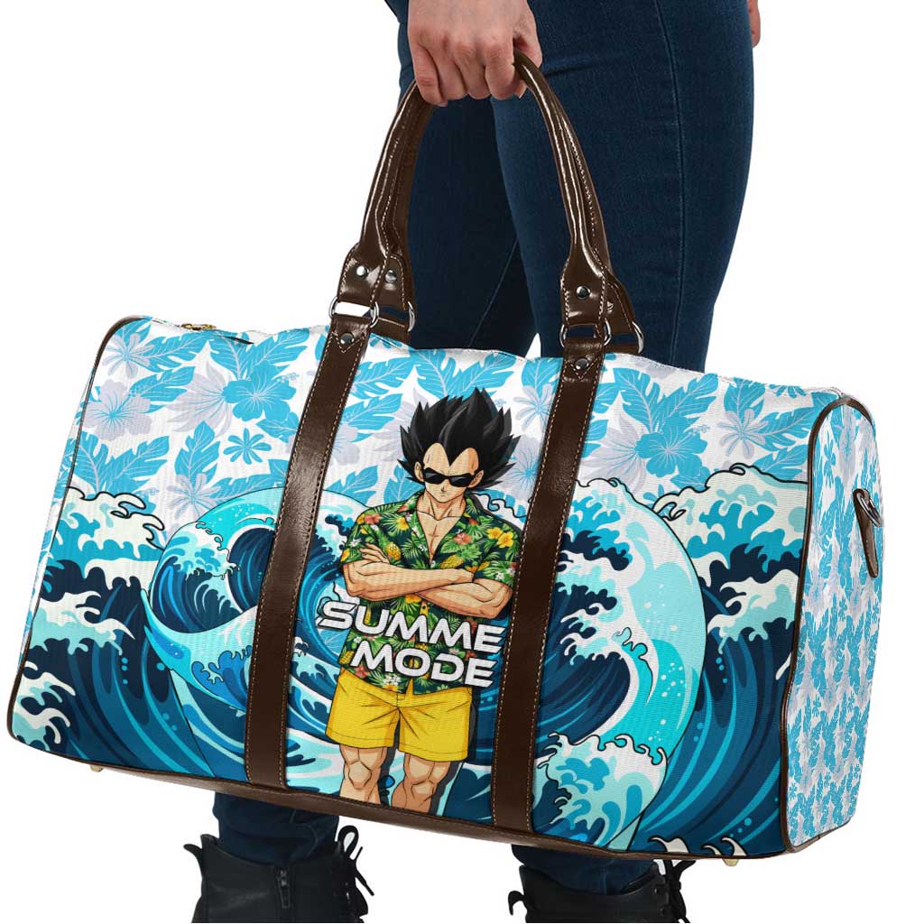 Vegeta Dragon Ball Summer Theme Travel Bag with Hawaiian Shirt Sunglasses Shenron and Ocean Wave Background - The Mazicc