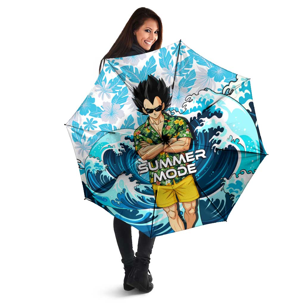 Vegeta Dragon Ball Summer Theme Umbrella with Hawaiian Shirt Sunglasses Shenron and Ocean Wave Background - The Mazicc