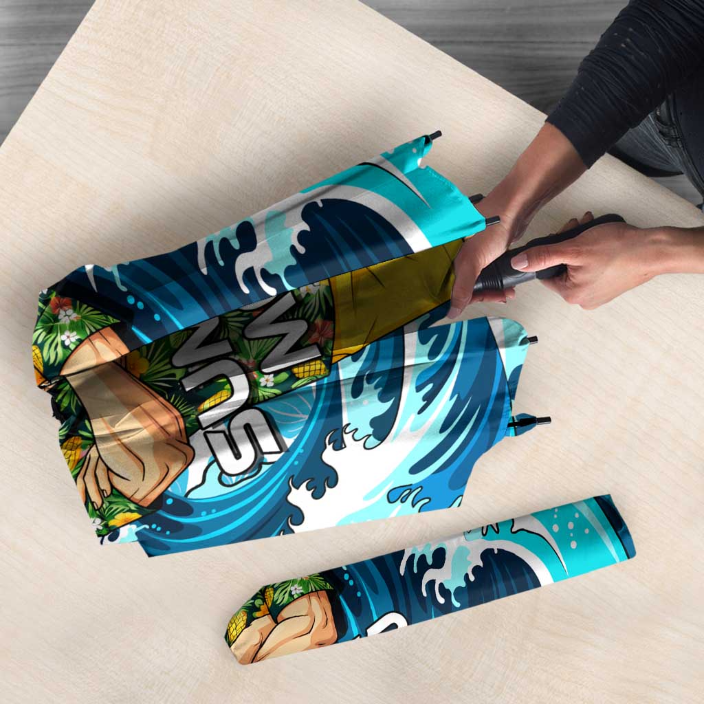 Vegeta Dragon Ball Summer Theme Umbrella with Hawaiian Shirt Sunglasses Shenron and Ocean Wave Background - The Mazicc