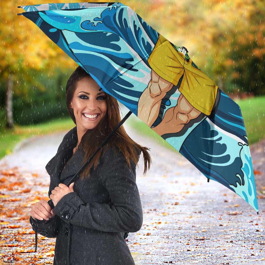 Vegeta Dragon Ball Summer Theme Umbrella with Hawaiian Shirt Sunglasses Shenron and Ocean Wave Background - The Mazicc