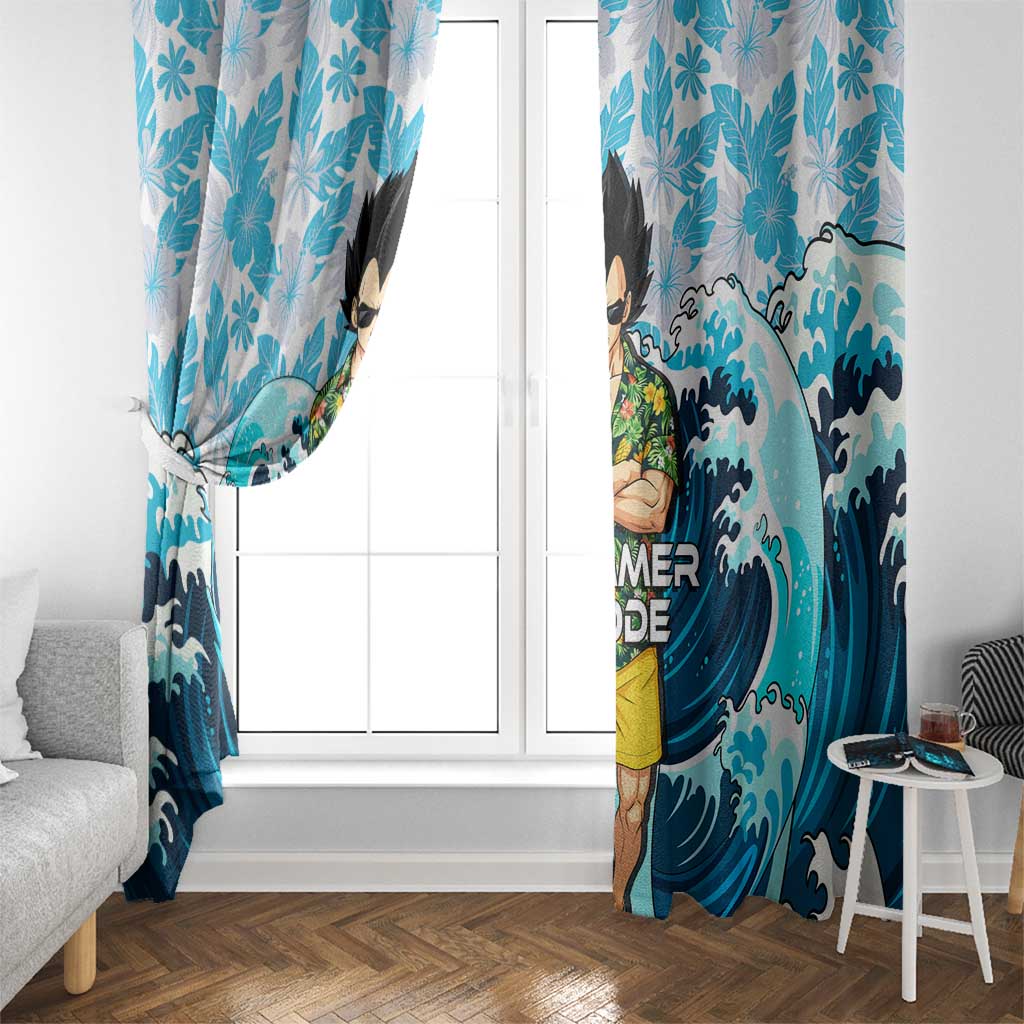 Vegeta Dragon Ball Summer Theme Window Curtain with Hawaiian Shirt Sunglasses Shenron and Ocean Wave Background - The Mazicc