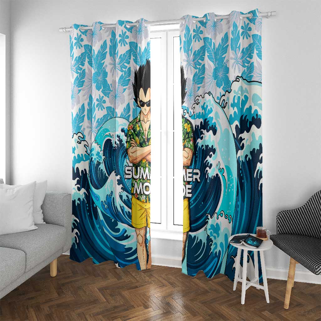 Vegeta Dragon Ball Summer Theme Window Curtain with Hawaiian Shirt Sunglasses Shenron and Ocean Wave Background - The Mazicc