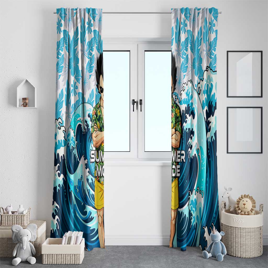 Vegeta Dragon Ball Summer Theme Window Curtain with Hawaiian Shirt Sunglasses Shenron and Ocean Wave Background - The Mazicc