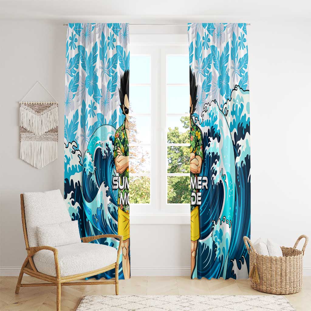 Vegeta Dragon Ball Summer Theme Window Curtain with Hawaiian Shirt Sunglasses Shenron and Ocean Wave Background - The Mazicc